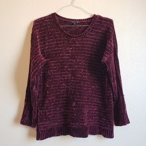 Cyrus- Chenille Crew Plush Pullover Sweater Burganduy